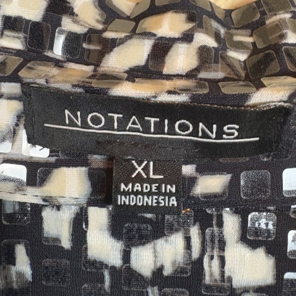 Notations Black/Off White Long Sleeve Lightweight Jacket w/ Clear Overlay Sequin - Picture 9 of 12